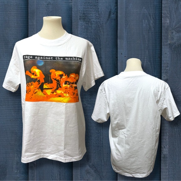 Rage Against the Machine Boyfriend Fit White T-Shirt Small - Picture 1 of 9